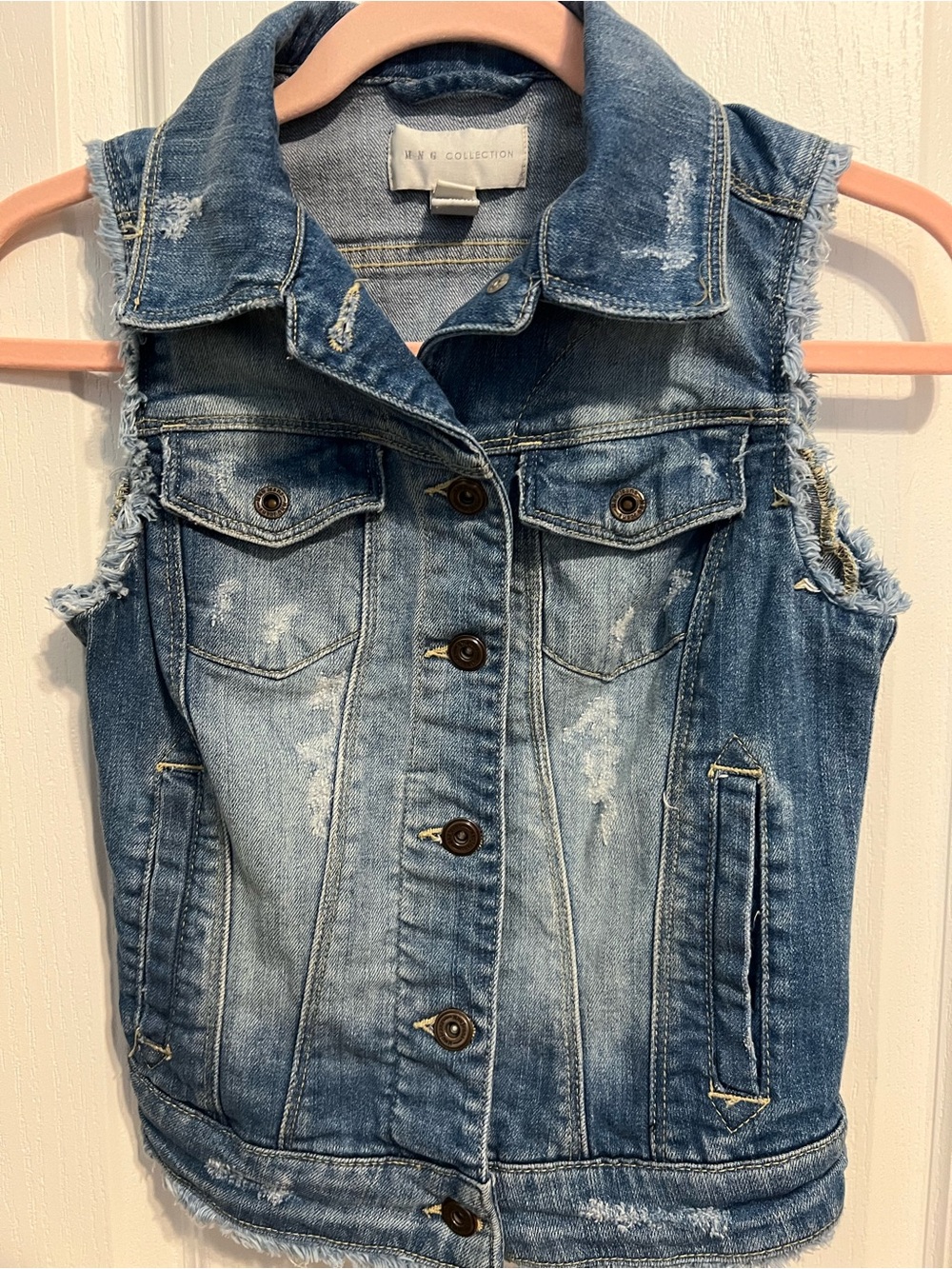 W Collection Frayed Blue Denim Vest - Picture 2 of 4